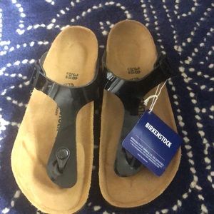 Birkenstock Gizeh Birko-flor, black patent leather